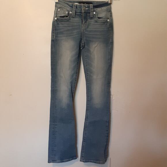 Stella In Dreams Women's Mid Rise Boot Cut Jeans Embroidered Size 1/25 - Picture 1 of 11